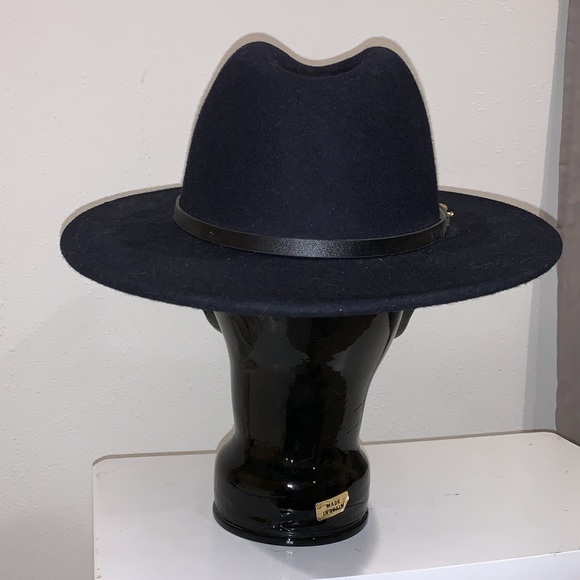 ACE OF SOMETHING OSLO FEDORA 100% AUSTRALIAN WOOL 57cm MEDIUM NAVY BLUE - Picture 4 of 7
